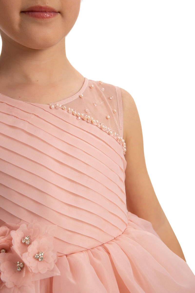 Salmon Bow Dress with Bolero and Hair Accessory (3-7 Age) 3-7 AGE 35219PR - 5