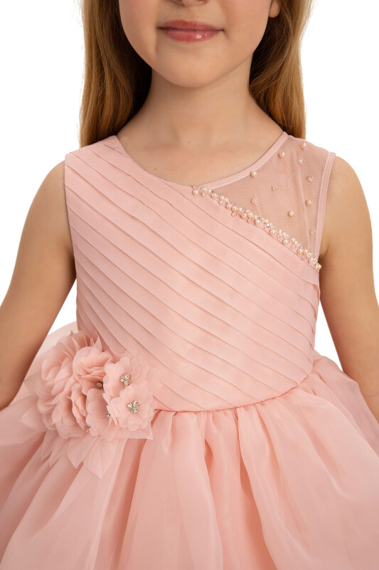 Salmon Bow Dress with Bolero and Hair Accessory (3-7 Age) 3-7 AGE 35219PR - 6