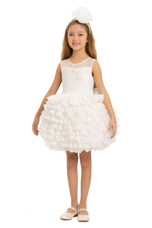Ecru Girls Dress with Hiar Accessory (3-7 Age) 3-7 AGE 35227PR - 2
