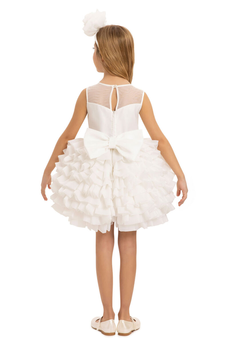 Ecru Girls Dress with Hiar Accessory (3-7 Age) 3-7 AGE 35227PR - 3
