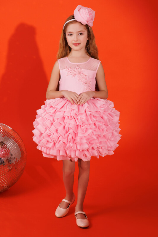 Powder Girls Dress with Hiar Accessory (3-7 Age) 3-7 AGE 35227PR 
