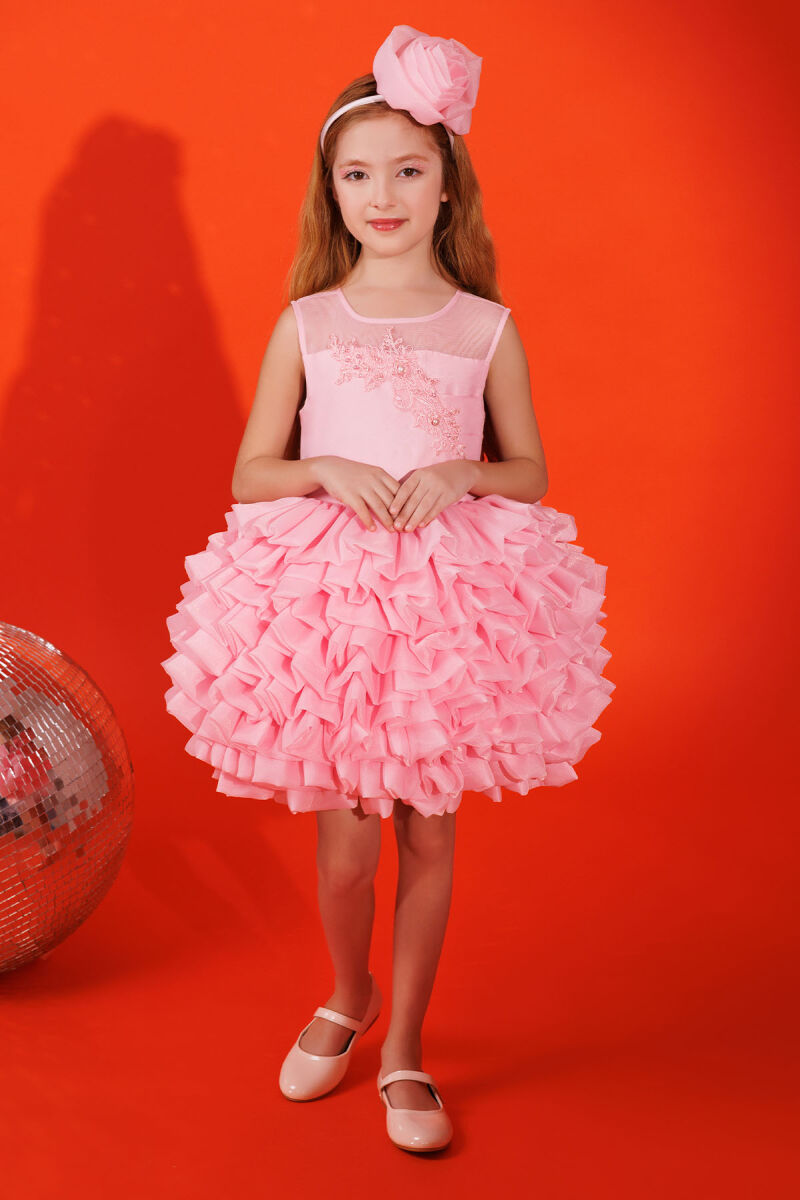 Powder Girls Dress with Hiar Accessory (3-7 Age) 3-7 AGE 35227PR - 1