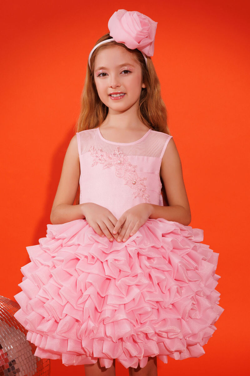 Powder Girls Dress with Hiar Accessory (3-7 Age) 3-7 AGE 35227PR - 2