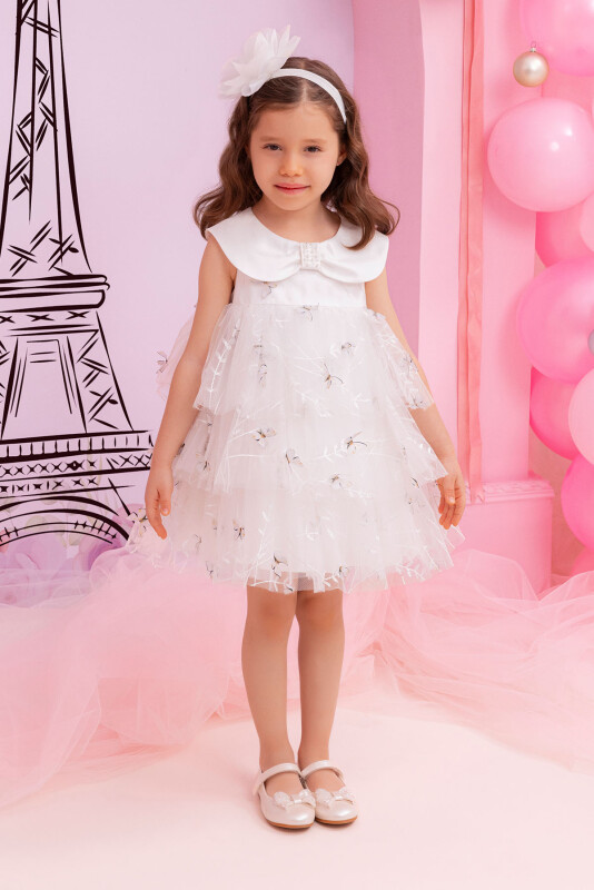 Ecru Girls Dress with Butterflies 6-24 MONTH 34243PR - 1