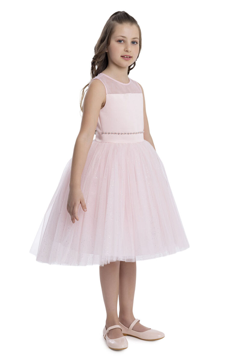 Powder Sleeveless Cut Girl's Dress 8-12 AGE 34057PR - 2