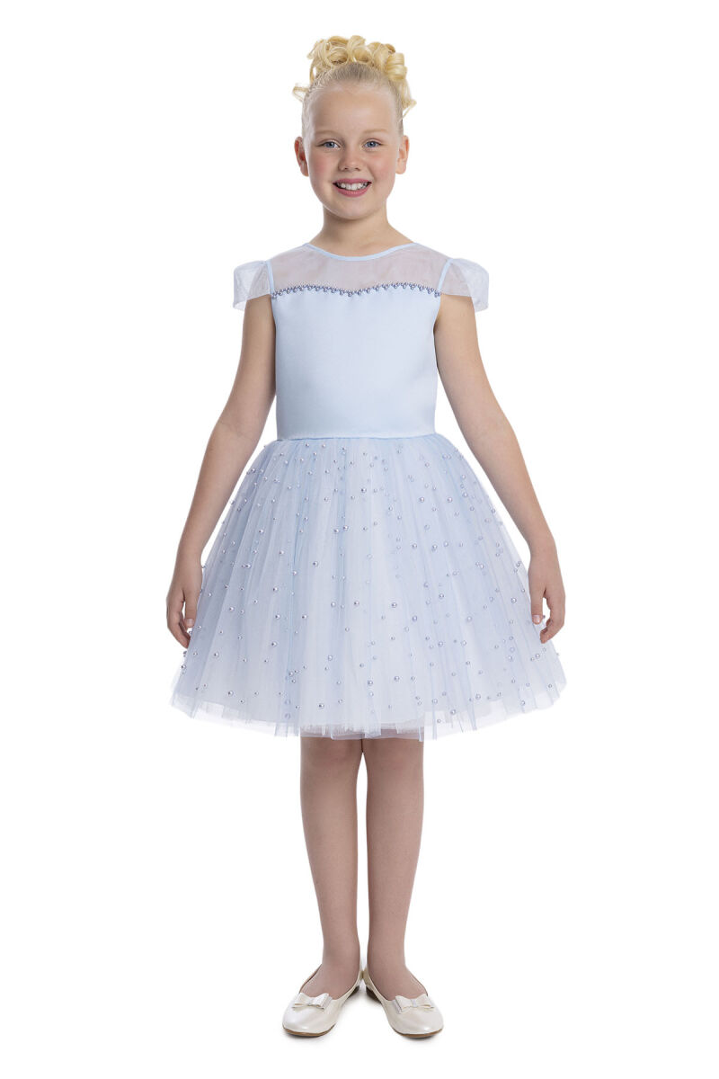 Blue Heart Neckline Girl's Dress 8-12 AGE 34056PR - 1