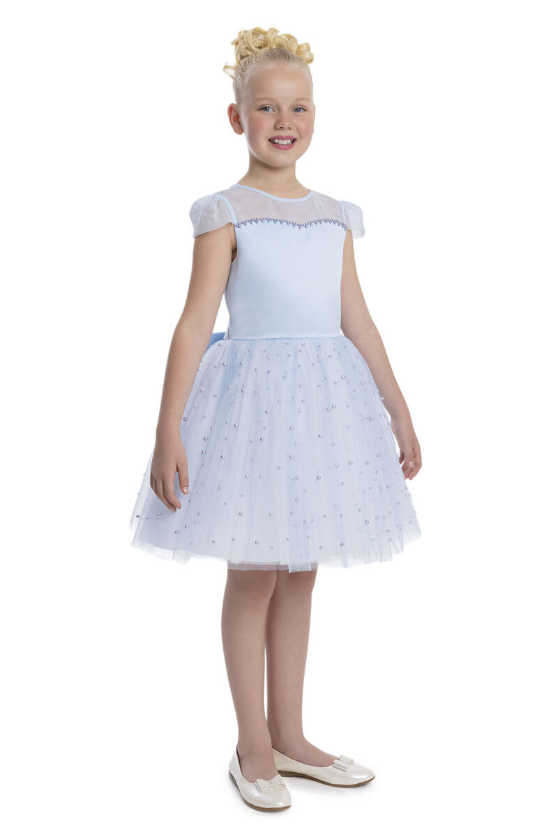 Blue Heart Neckline Girl's Dress 8-12 AGE 34056PR - 2
