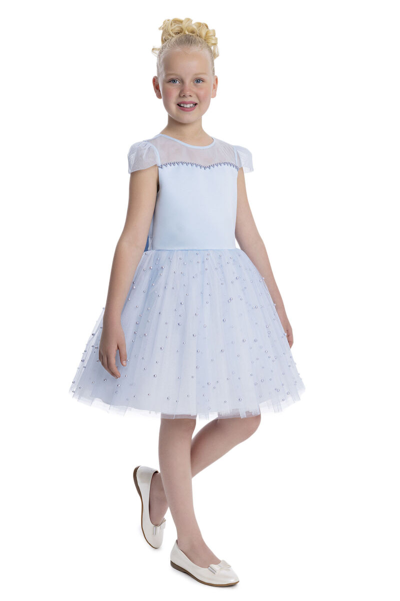 Blue Heart Neckline Girl's Dress 8-12 AGE 34056PR - 3