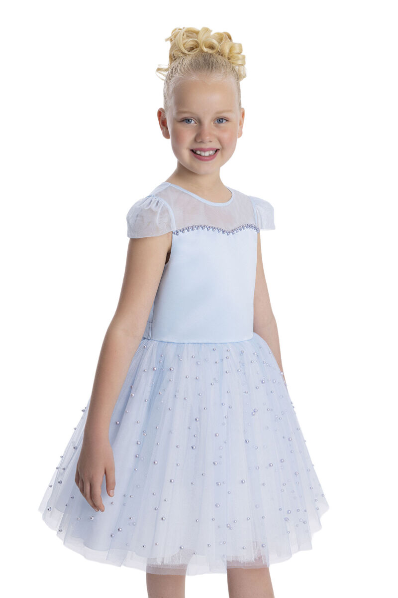 Blue Heart Neckline Girl's Dress 8-12 AGE 34056PR - 4