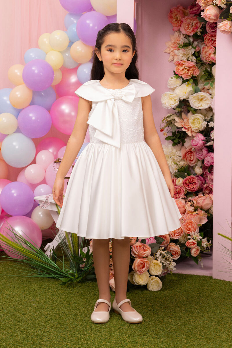 Ecru Shawl Collar Girl's Dress 3-7 AGE 34008PR - 1
