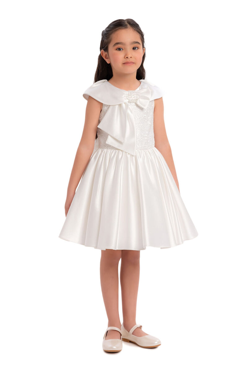 Ecru Shawl Collar Girl's Dress 3-7 AGE 34008PR - 3
