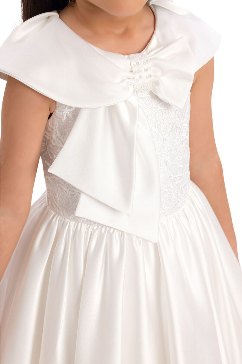 Ecru Shawl Collar Girl's Dress 3-7 AGE 34008PR - 4