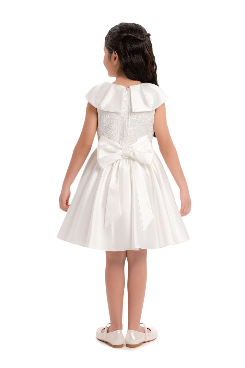 Ecru Shawl Collar Girl's Dress 3-7 AGE 34008PR - 5