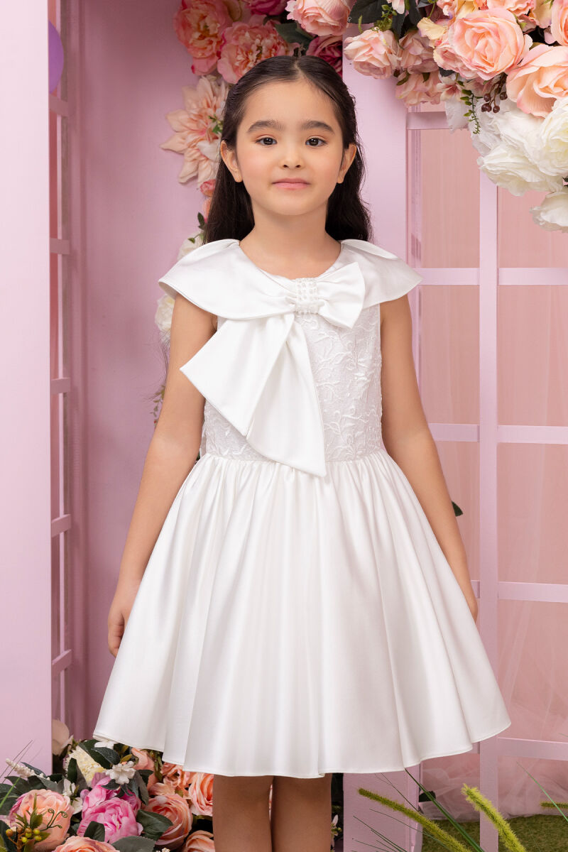 Ecru Shawl Collar Girl's Dress 3-7 AGE 34008PR - 6