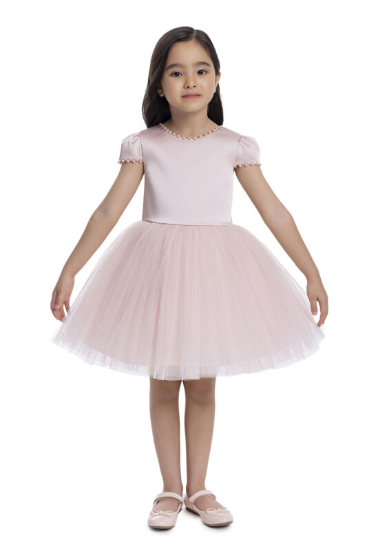 Powder Short-Sleeved Girls Dress 3-7 AGE 34141PR - 1