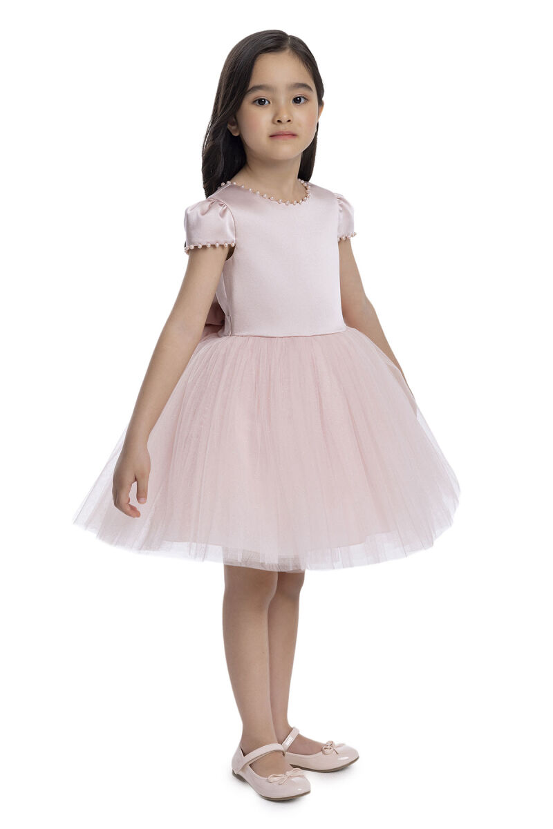 Powder Short-Sleeved Girls Dress 3-7 AGE 34141PR - 2
