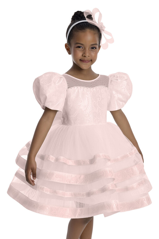 Powder Puff Sleeve Girl's Dress 3-7 AGE 34061PR - 3