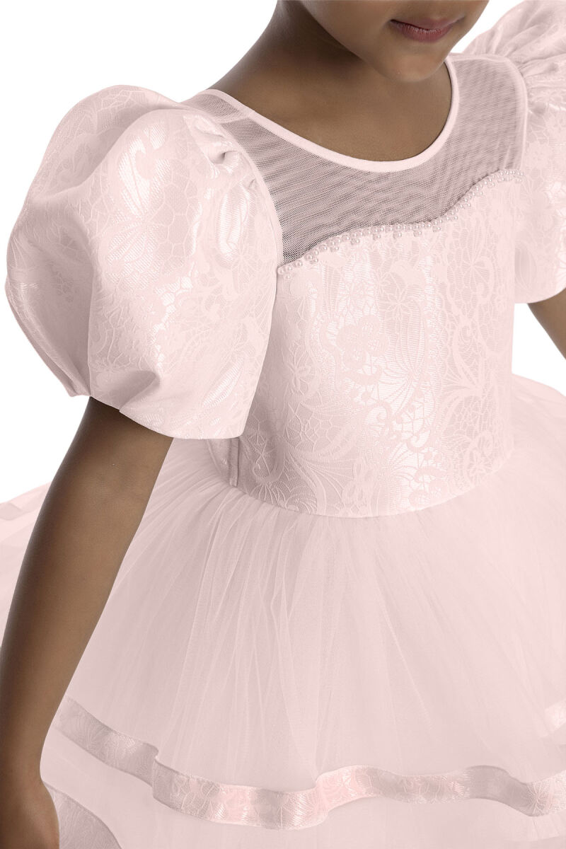 Powder Puff Sleeve Girl's Dress 3-7 AGE 34061PR - 4