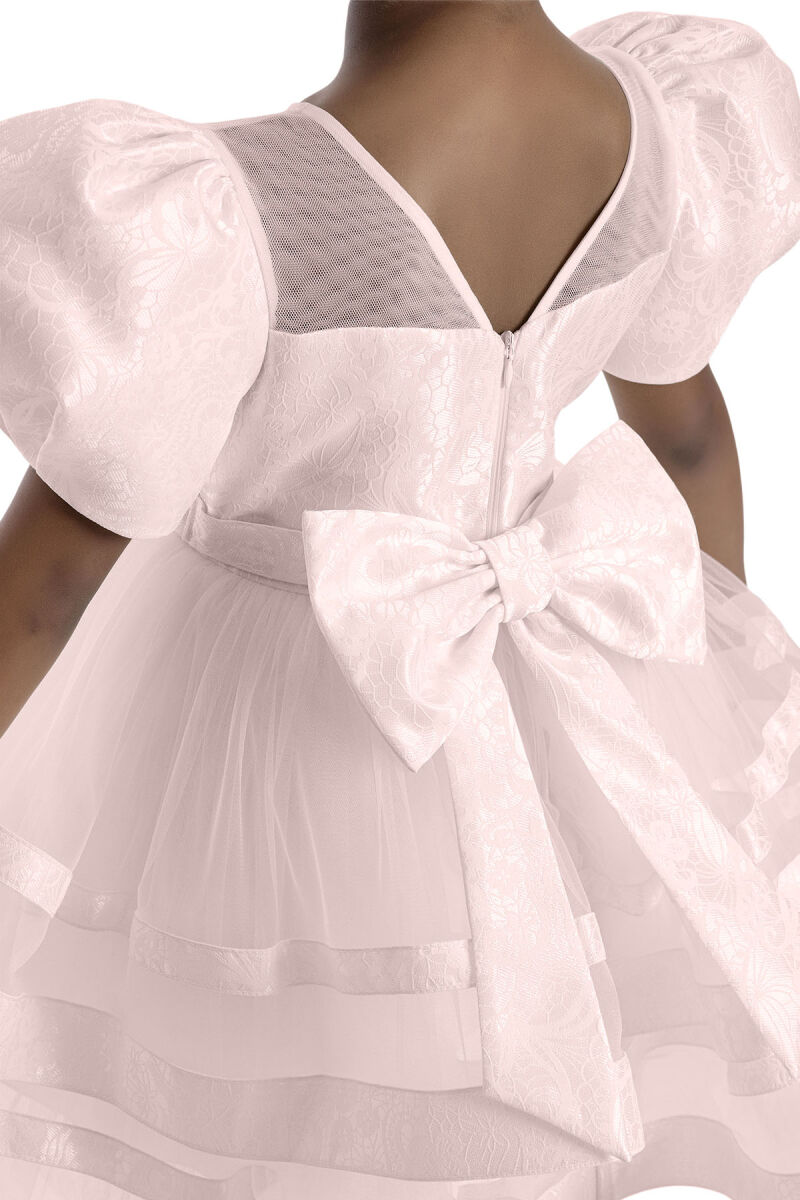 Powder Puff Sleeve Girl's Dress 3-7 AGE 34061PR - 7