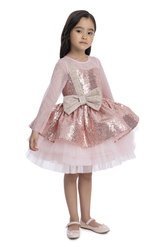 Powder Sequined Girl's Dress 3-7 AGE 34041PR - 2