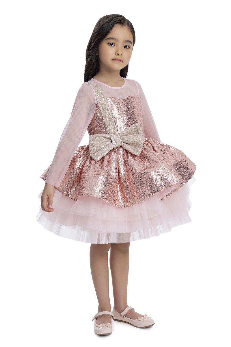 Powder Sequined Girl's Dress 3-7 AGE 34041PR - 2