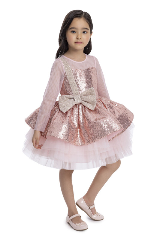 Powder Sequined Girl's Dress 3-7 AGE 34041PR - 3