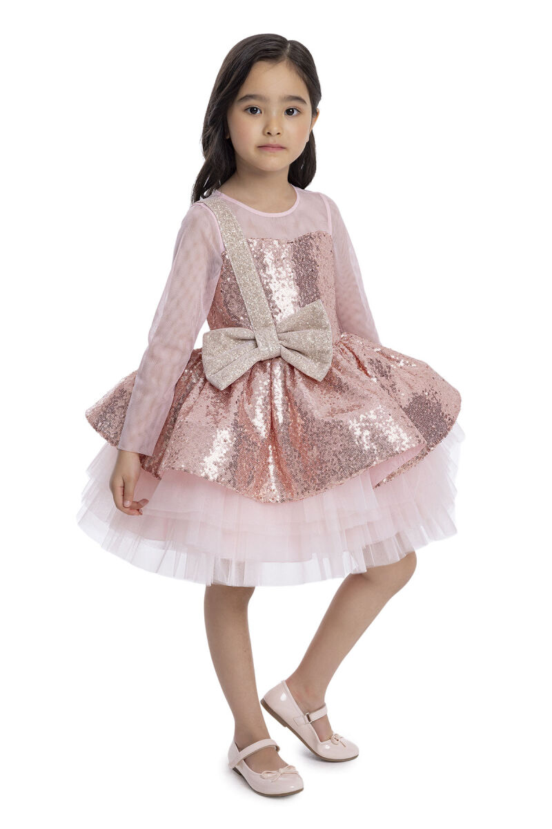Powder Sequined Girl's Dress 3-7 AGE 34041PR - 3