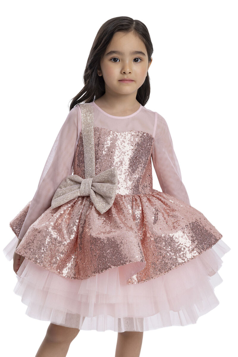 Powder Sequined Girl's Dress 3-7 AGE 34041PR - 4