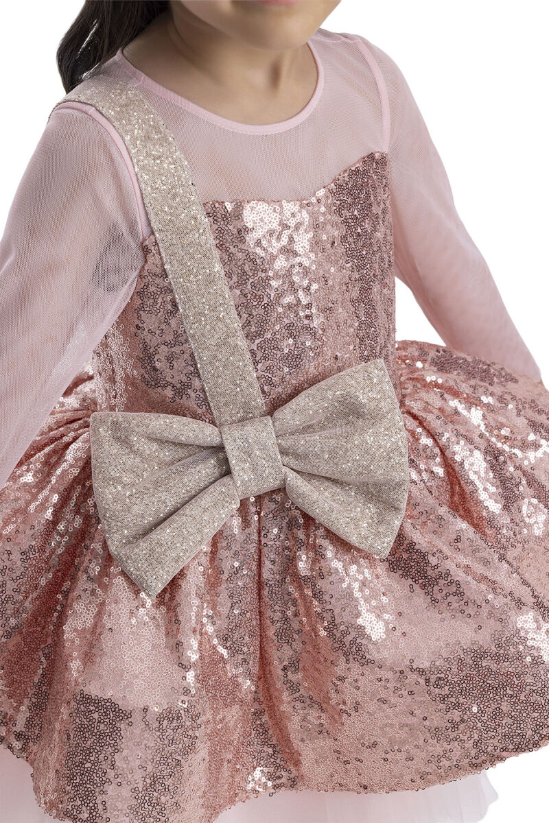 Powder Sequined Girl's Dress 3-7 AGE 34041PR - 5