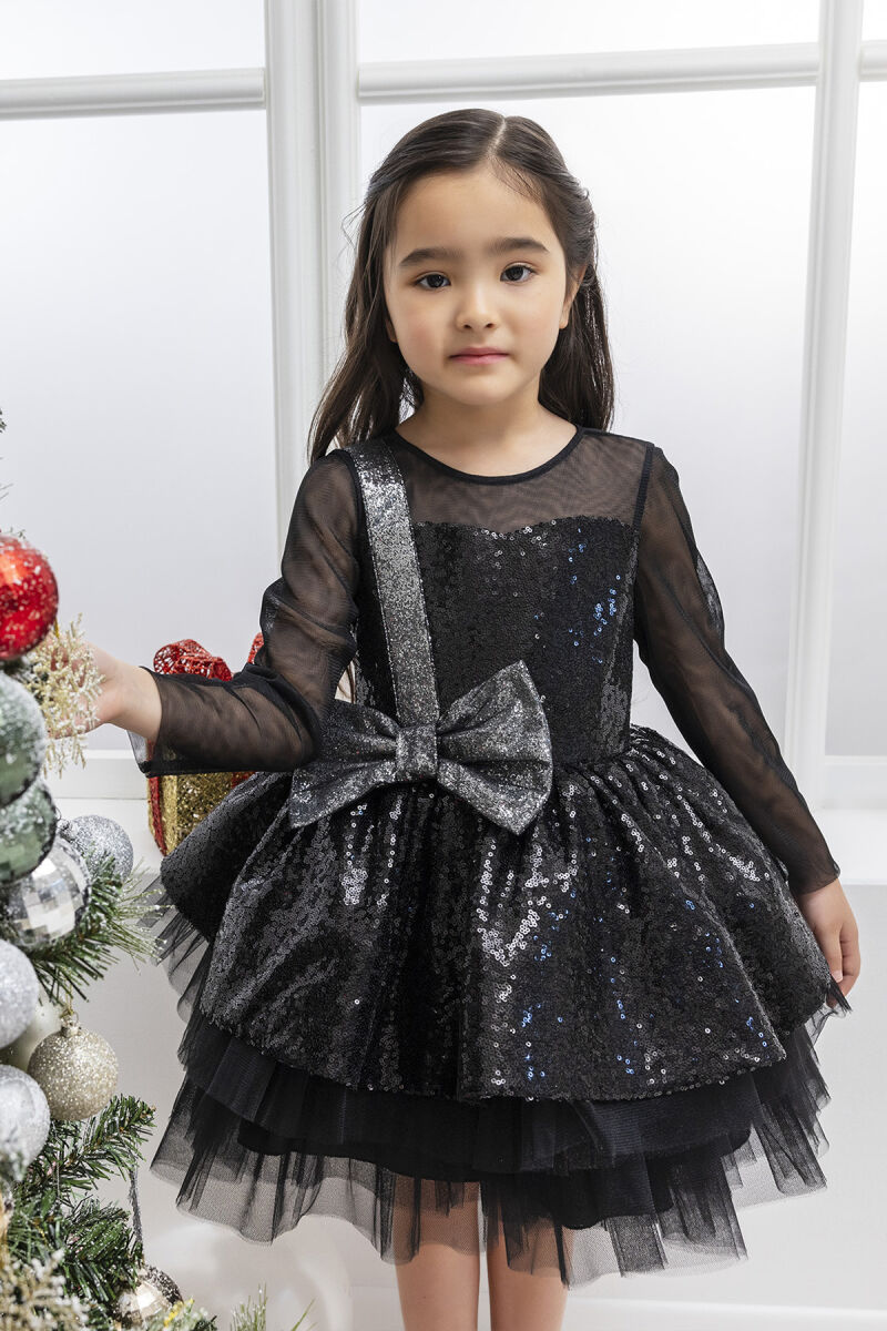 Black Sequined Girl's Dress 3-7 AGE 34041PR - 2