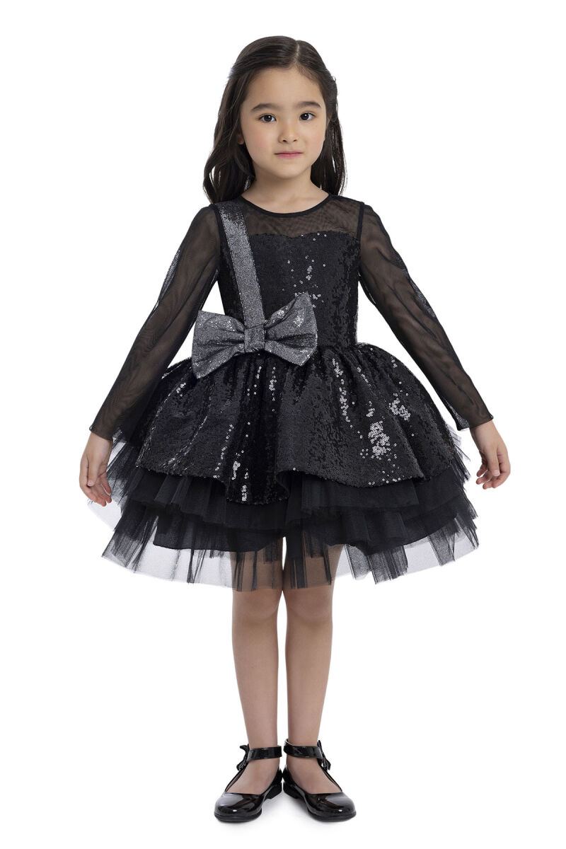 Black Sequined Girl's Dress 3-7 AGE 34041PR - 3