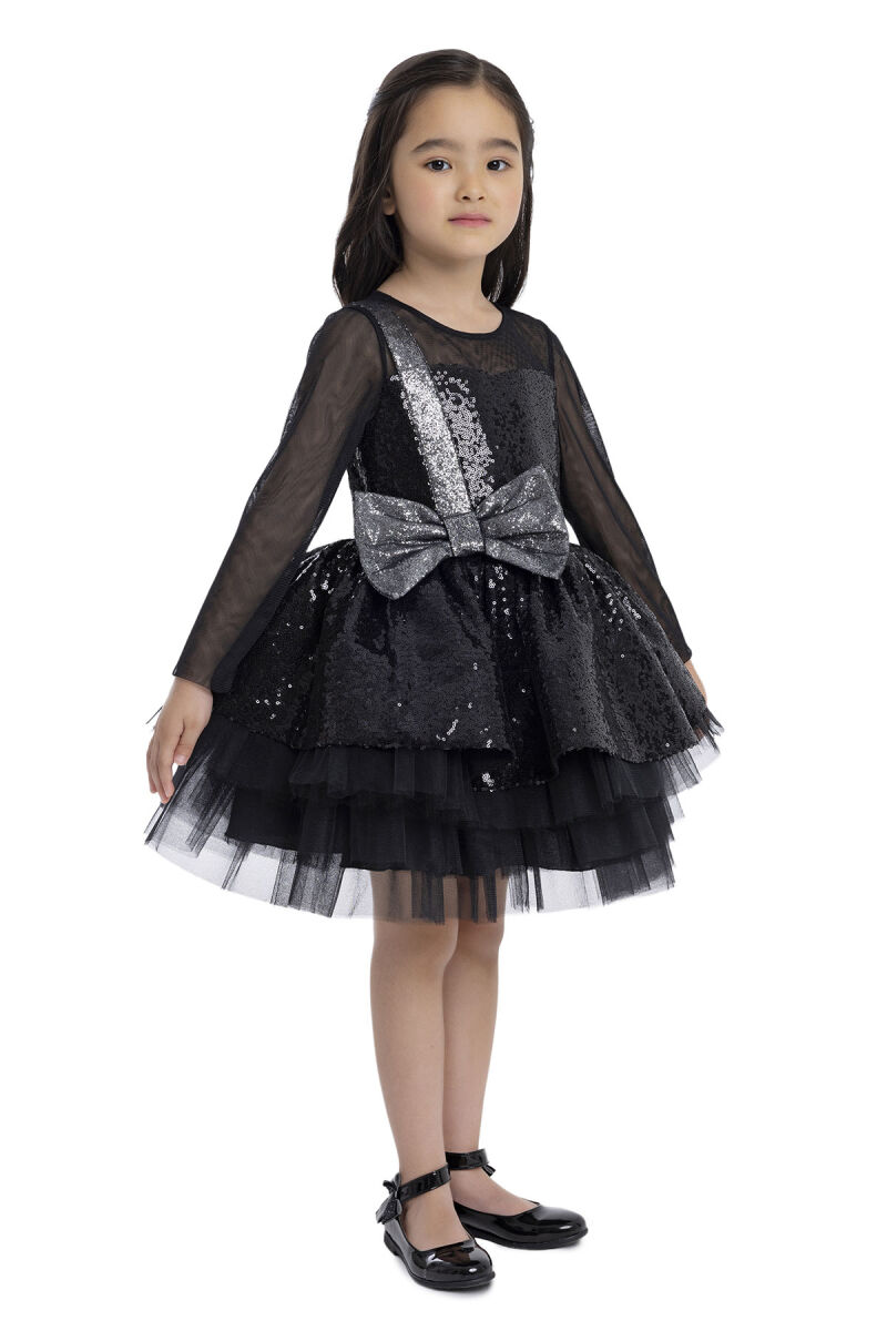 Black Sequined Girl's Dress 3-7 AGE 34041PR - 4