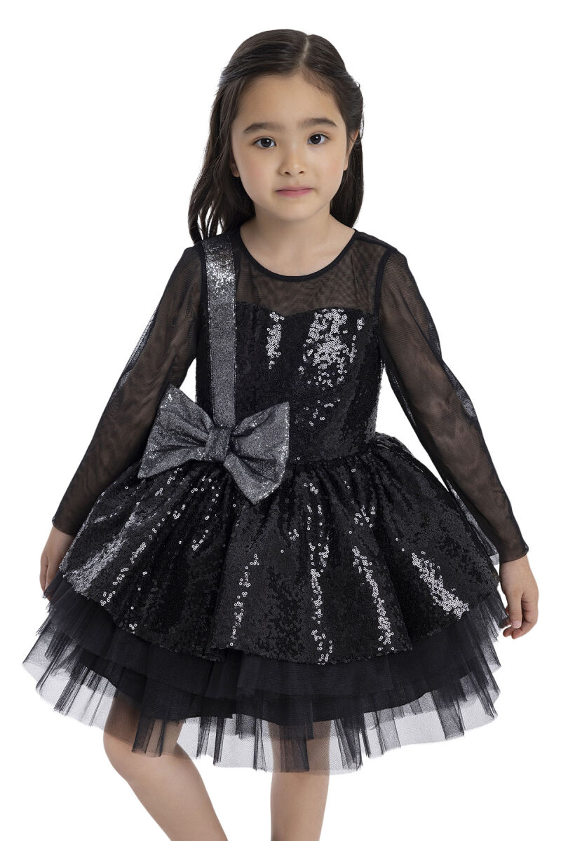 Black Sequined Girl's Dress 3-7 AGE 34041PR - 5