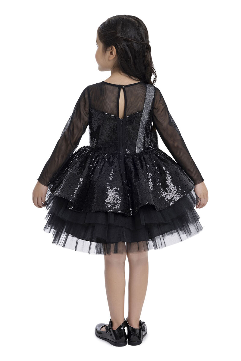 Black Sequined Girl's Dress 3-7 AGE 34041PR - 7