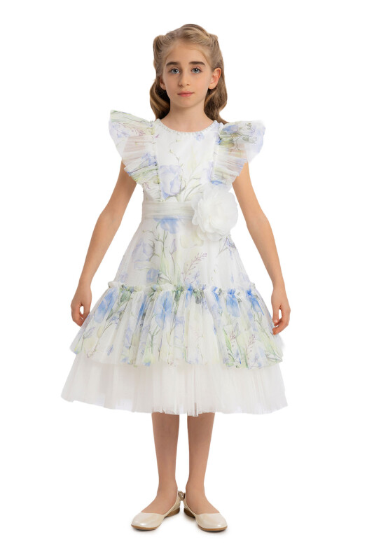 Blue Girls Ruffled Dress 8-12 AGE 34378PR - 1