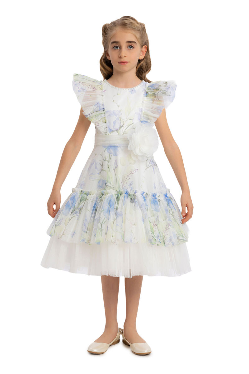 Blue Girls Ruffled Dress 8-12 AGE 34378PR - 1