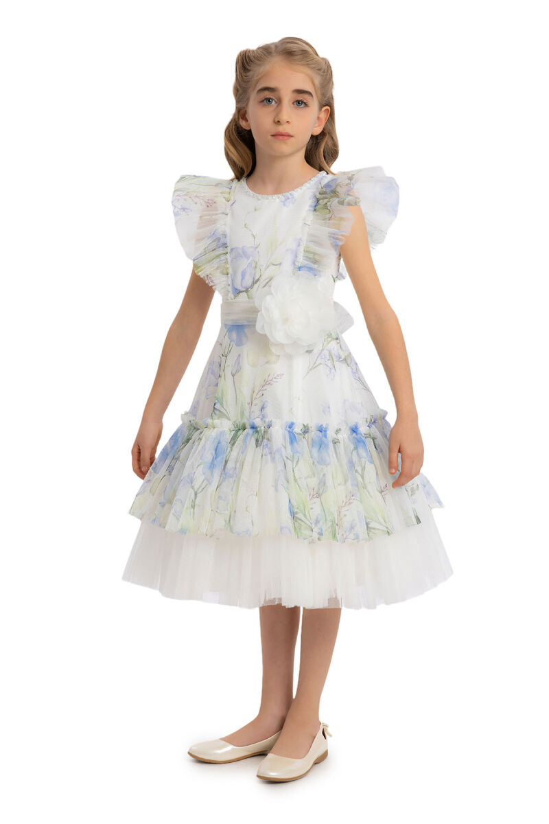 Blue Girls Ruffled Dress 8-12 AGE 34378PR - 2
