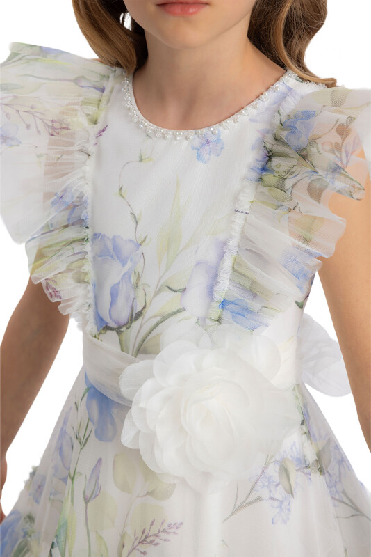 Blue Girls Ruffled Dress 8-12 AGE 34378PR - 3