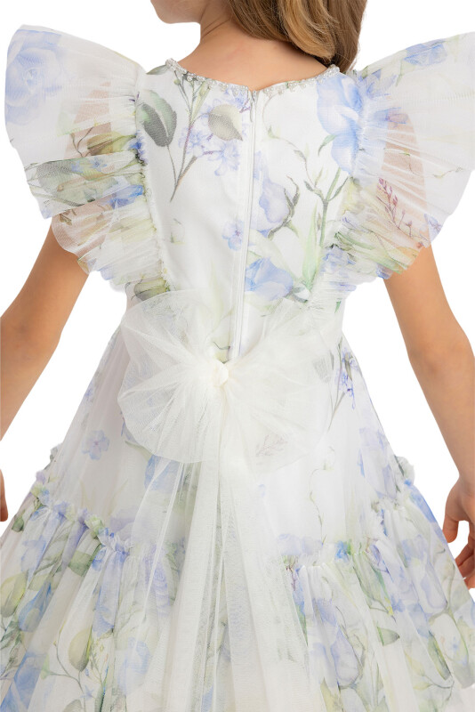 Blue Girls Ruffled Dress 8-12 AGE 34378PR - 4