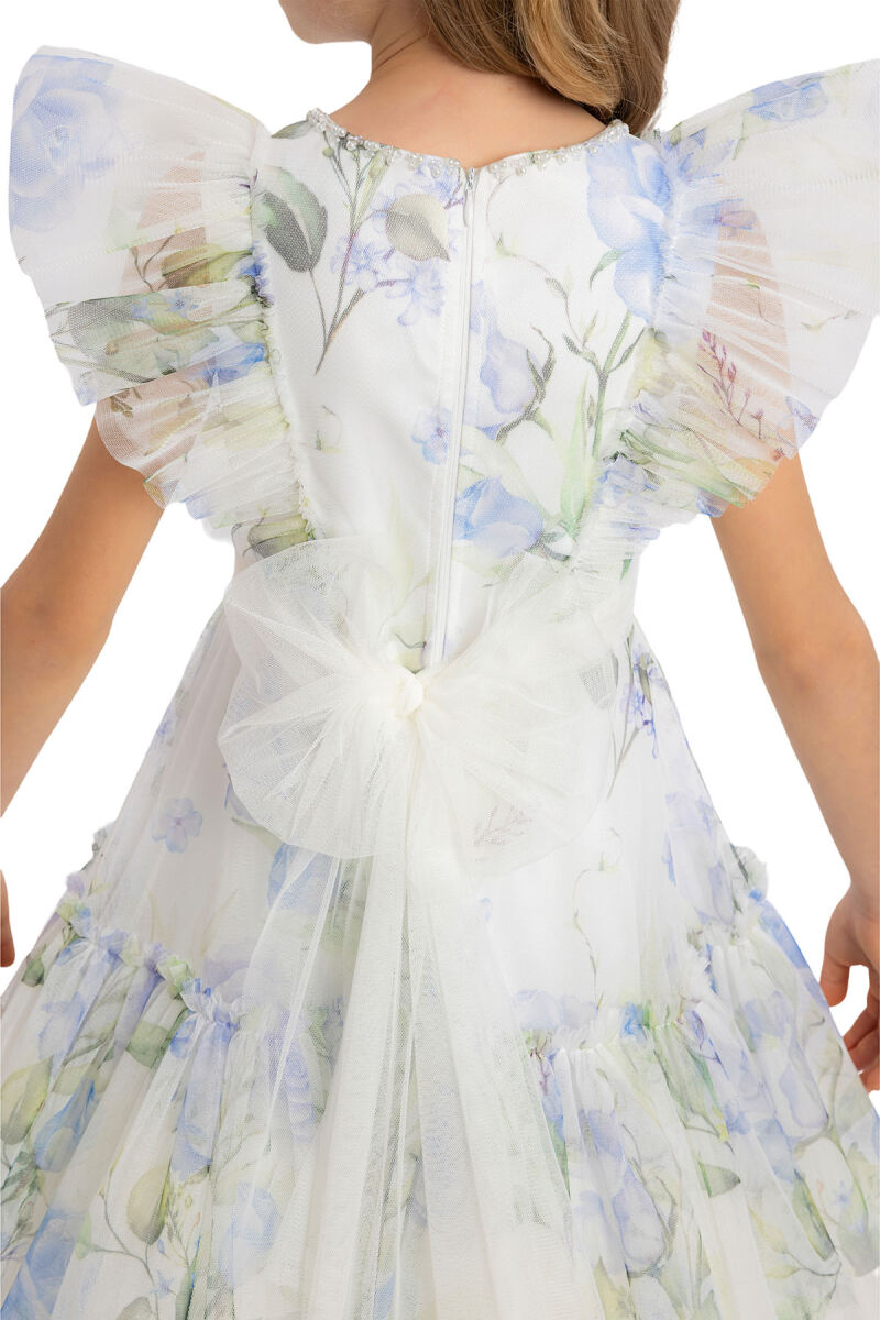 Blue Girls Ruffled Dress 8-12 AGE 34378PR - 4