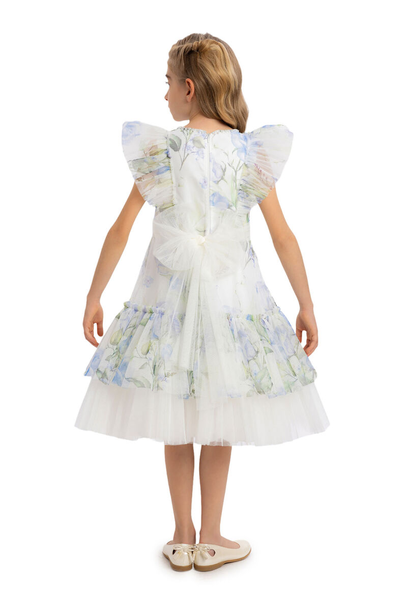 Blue Girls Ruffled Dress 8-12 AGE 34378PR - 5