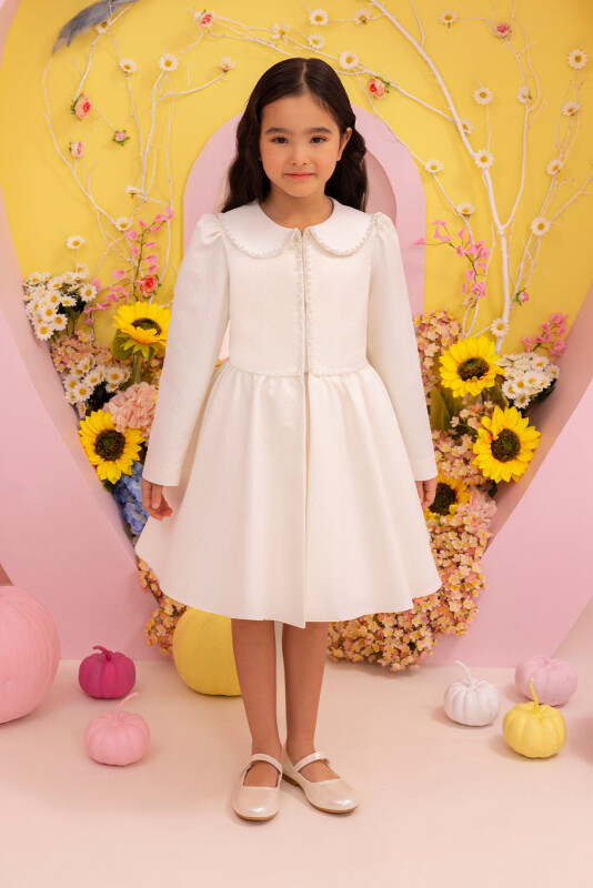 Ecru Girls Set with Kaftan Jacket 3-7 AGE 34290PR 