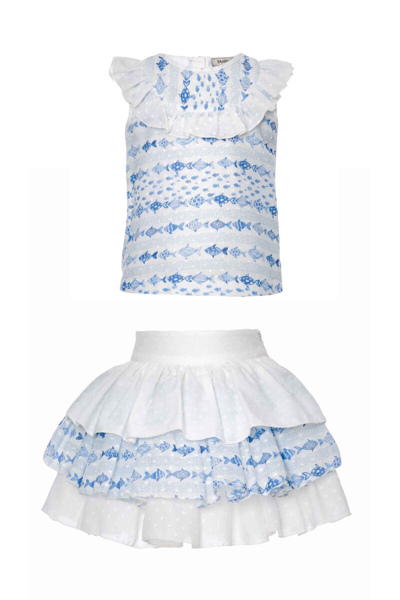 Blue Baby Girl Cute Fish Themed Suit With Multilayer Skirt And Blouse 9-36 MONTH 311002CA - 6