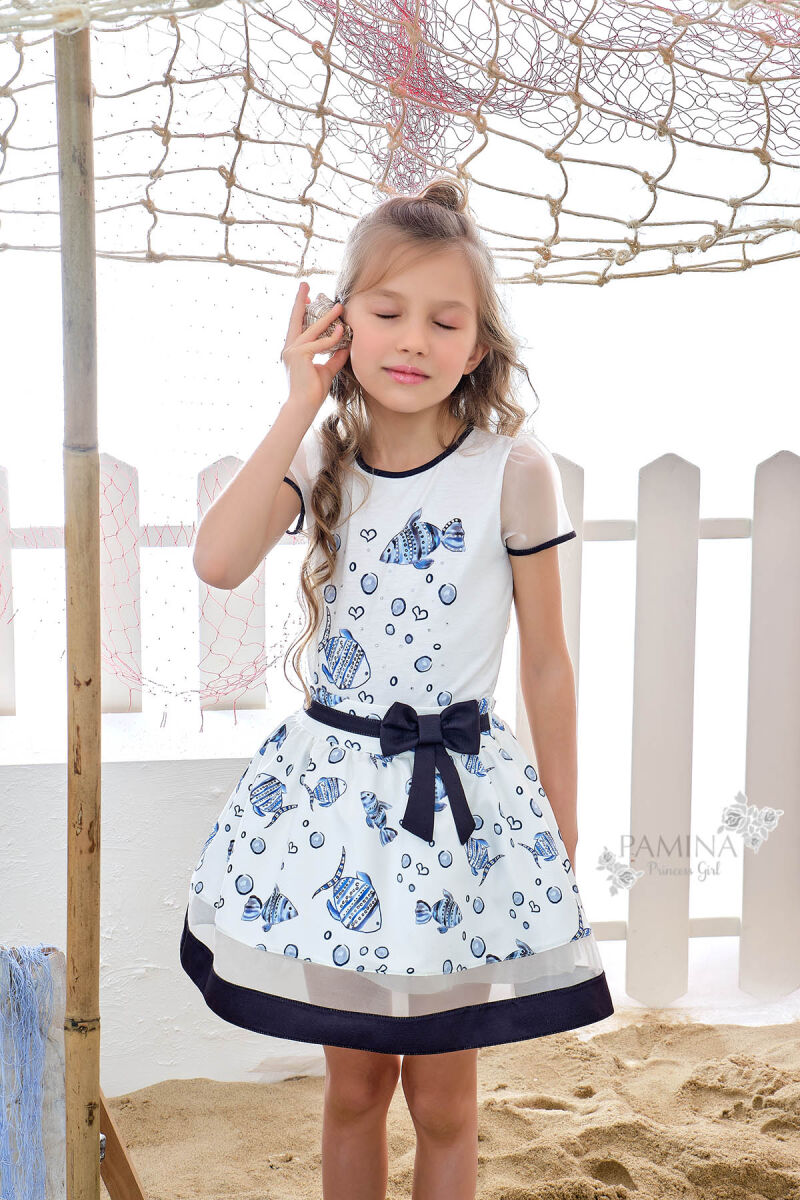 Blue Girl Submarine Themed Suit With Skirt And T-shirt 2-6 AGE 310301CA - 1