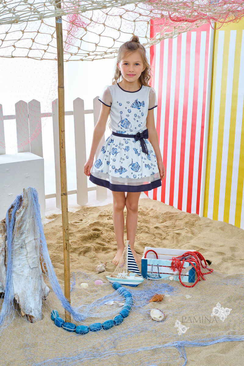 Blue Girl Submarine Themed Suit With Skirt And T-shirt 2-6 AGE 310301CA - 3