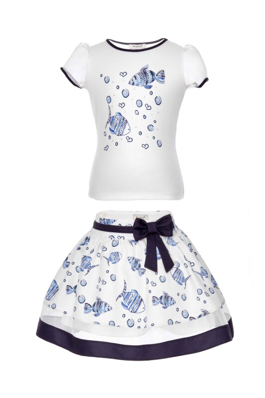 Blue Girl Submarine Themed Suit With Skirt And T-shirt 2-6 AGE 310301CA - 4