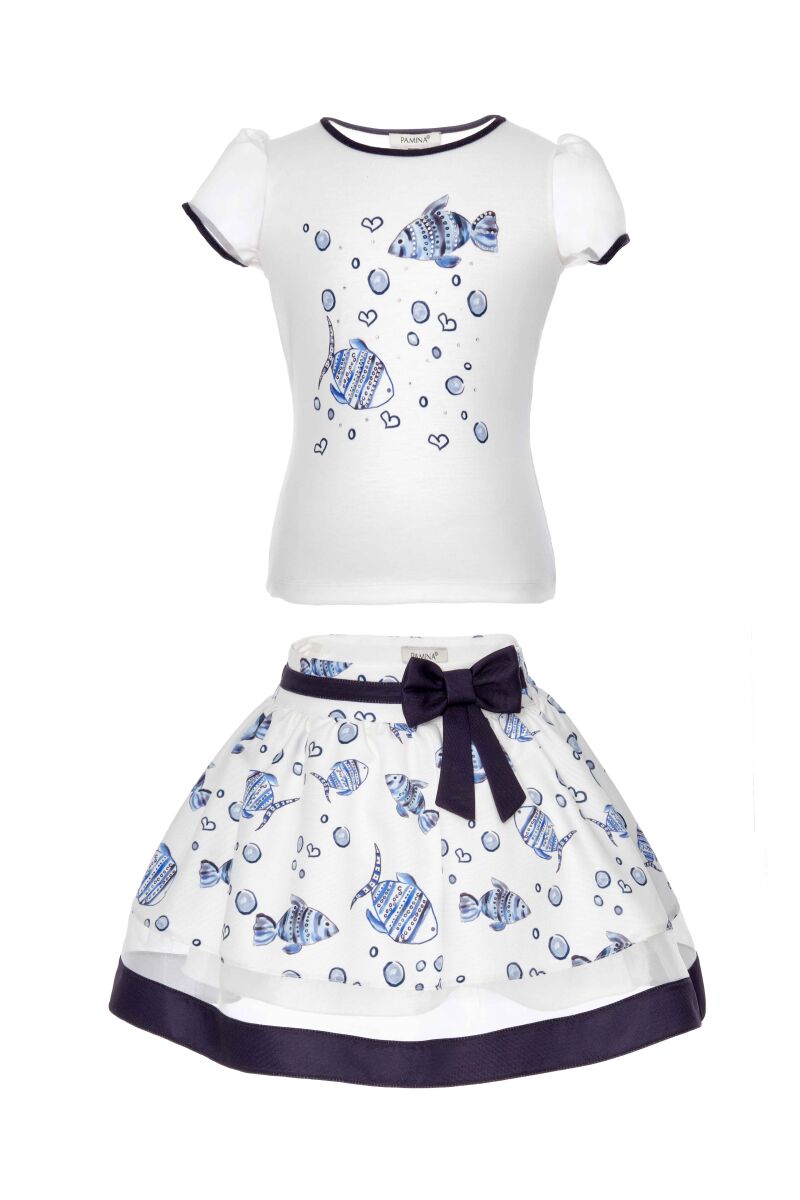 Blue Girl Submarine Themed Suit With Skirt And T-shirt 2-6 AGE 310301CA - 4