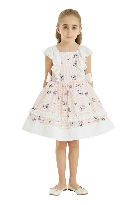 Salmon Girl Flowery Dress 4-8 AGE 32144PR - 1