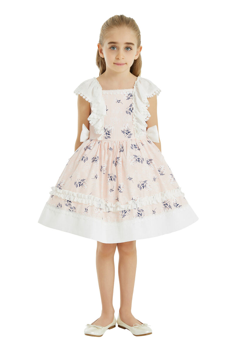 Salmon Girl Flowery Dress 4-8 AGE 32144PR - 1
