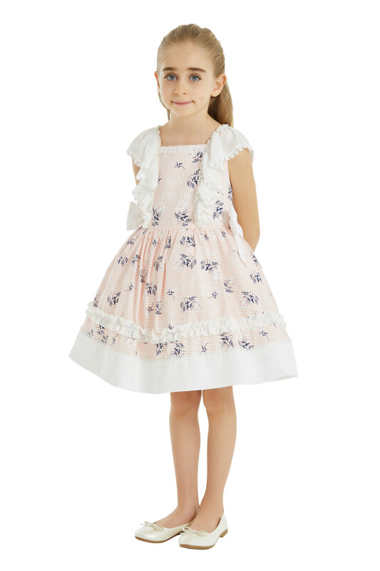 Salmon Girl Flowery Dress 4-8 AGE 32144PR - 2